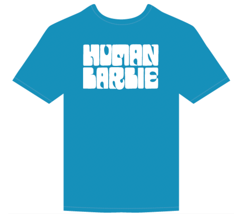 Human Barbie T-Shirt • Blue & White